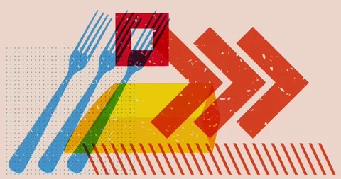 Risograph fork with geometric elements Video stock 273011333