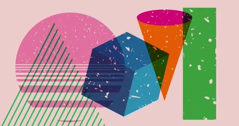 Risograph fun geometric elements Stock Footage 282563211