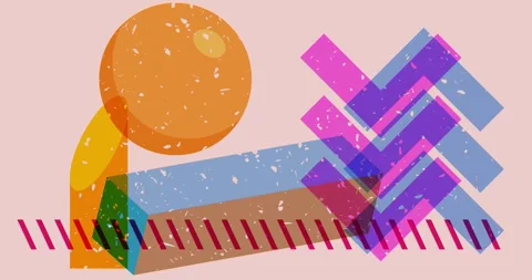 Risograph fun geometric elements video Stock Footage 282563194