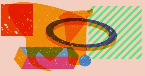 Risograph garbage bin and speech bubble with geometric elements Video Video stock 272818522