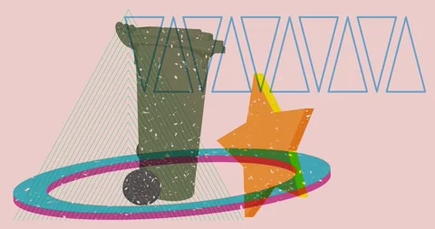Risograph garbage bin with geometric elements Stock Footage 272561846
