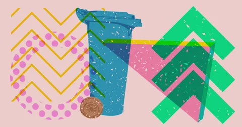 Risograph garbage bin with geometric elements video 스톡 동영상 272561857