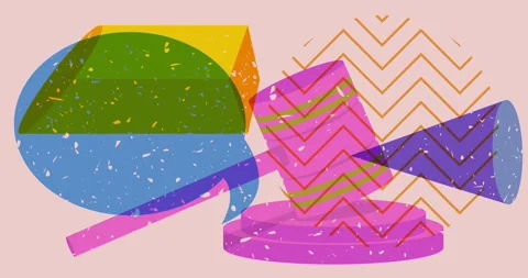 Risograph Gavel and speech bubble with geometric elements animation Stock Footage 308766287