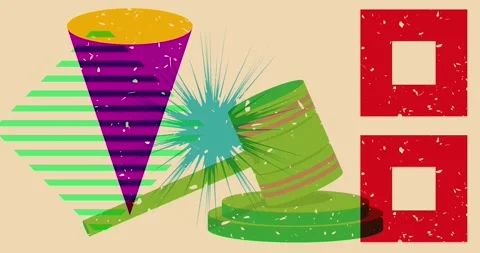 Risograph Gavel with geometric elements animation Video stock 263174352