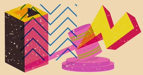 Risograph Gavel with geometric elements Video stock 263174354