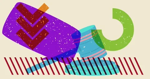 Risograph Gavel with speech bubble and geometric elements animation Video stock 261255173