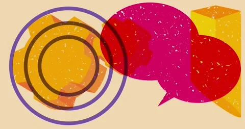 Risograph gears and speech bubble with geometric elements animation Stock Footage 271446990