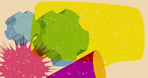 Risograph gears and speech bubble with geometric elements Video stock 271446995