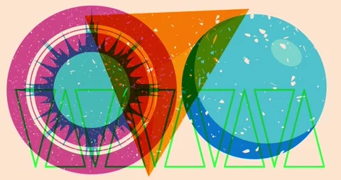 Risograph geometric elements background Stock Footage 254999508