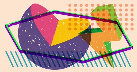 Risograph geometric elements background video Stock Footage 254999507