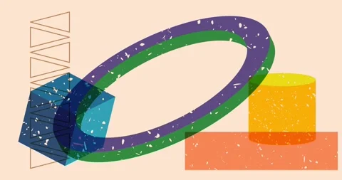 Risograph geometric elements Stock Footage 264776371