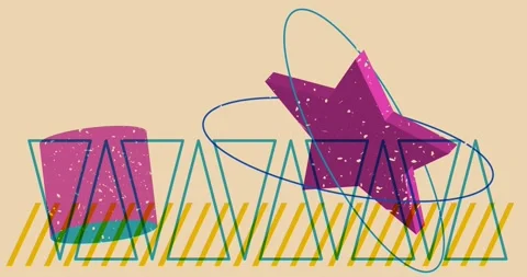 Risograph geometric elements Stock Footage 330513529