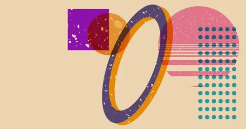Risograph geometric five elements animation Stock Footage 334904195