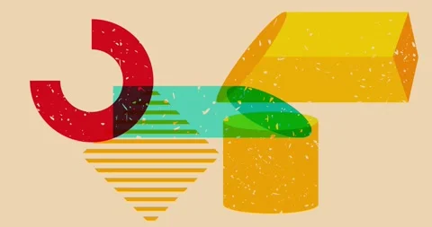 Risograph geometric five elements Stock Footage 334904202
