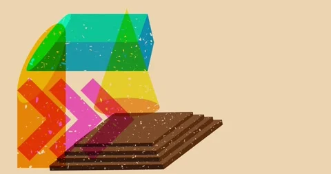 Risograph geometric five elements video Stock Footage 334904194