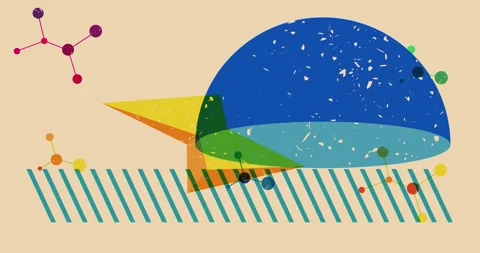 Risograph geometric four elements animation Stock Footage 335256764