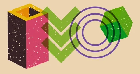 Risograph geometric four elements Stock Footage 335256767