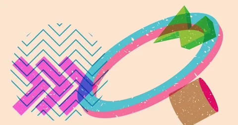 Risograph geometric shapes backdrop Stock Footage 259863448