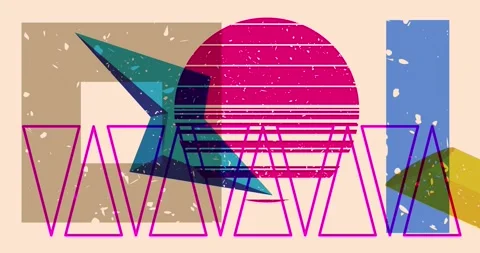 Risograph geometric shapes backdrop video Stock Footage 259863449