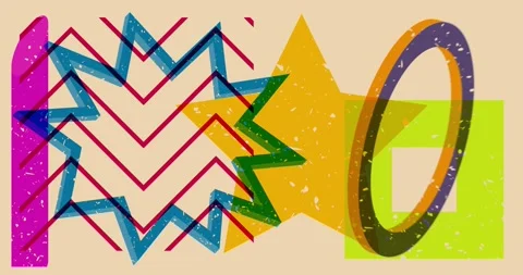 Risograph geometric shapes backdrop video Stock Footage 277556848