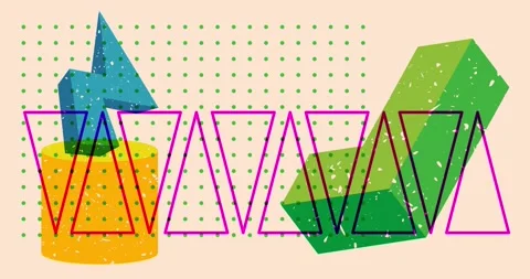 Risograph geometric shapes background Stock Footage 255495341