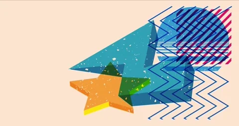 Risograph geometric shapes background Stock Footage 257739178