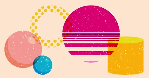Risograph geometric shapes element animation Stock Footage 285687811