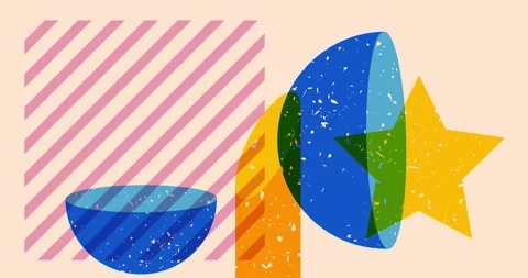 Risograph geometric shapes element video Stock Footage 285687815