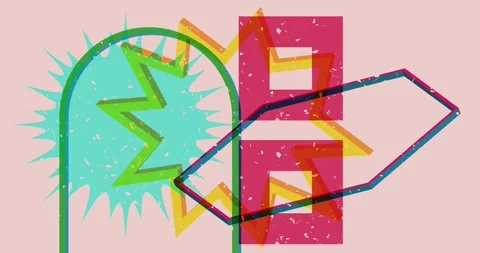 Risograph geometric shapes Stock Footage 284188897