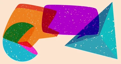 Risograph geometric shapes with speech bubble background Stock Footage 257859122