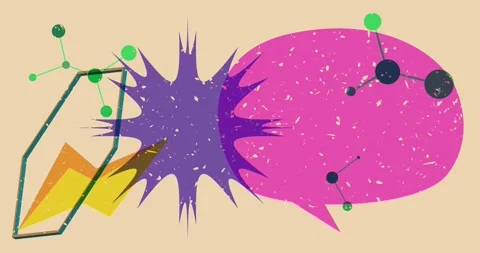 Risograph geometric shapes with Speech Bubble animation Stock Footage 317209342