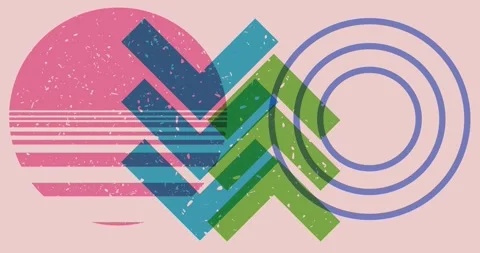 Risograph geometry elements abstract texture video Stock Footage 300232319