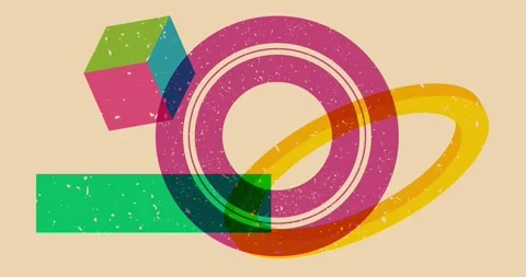 Risograph geometry objects animation Stock Footage 283698933