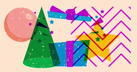 Risograph gift box with geometric shapes Stock Footage 255547688
