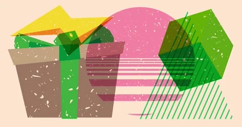 Risograph gift box with geometric shapes animation Stock Footage 255547690