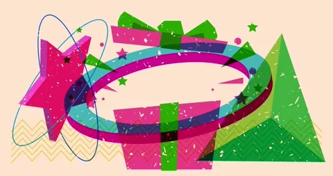 Risograph gift box with geometric shapes video Stock Footage 255547695