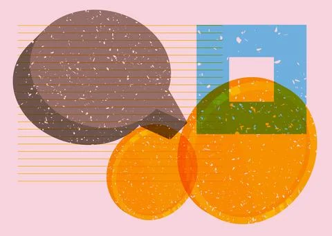 Risograph Gold Coin with speech bubble with geometric shapes. Objects in tr.. Stock Illustration