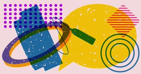 Risograph graduation cap with speech bubble and busy graphic elements Stock Footage 253837381