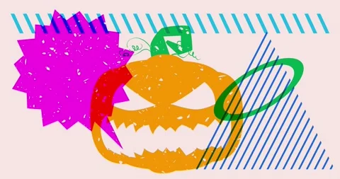 Risograph Halloween background with speech bubble and pumpkin Stock Footage 249862715