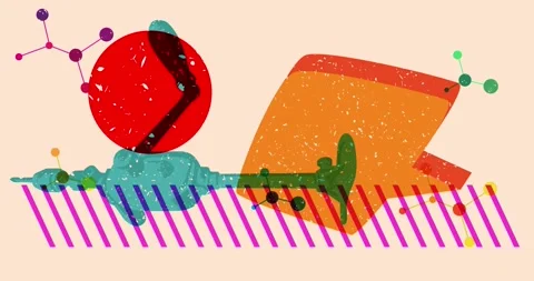 Risograph hand drill and speech bubble with geometric elements Stock Footage 272198115