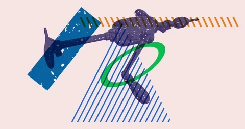 Risograph hand drill with geometric elements video Video stock 271610022