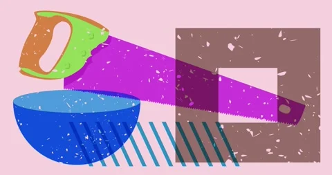 Risograph hand saw with geometric elements video Video stock 269476702