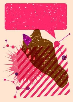 Risograph hand writing with felt tip pen, with speech bubble with geometric.. Illustrazione stock
