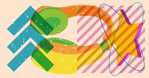 Risograph Headset with geometric objects video Stock Footage 254451092