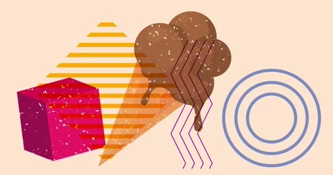 Risograph Ice Cream with geometric elements video Video stock 261786290