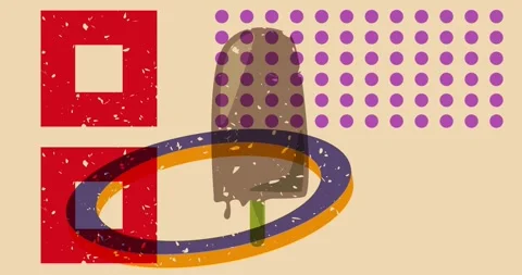 Risograph ice cream with geometric elements Stock Footage 267350244