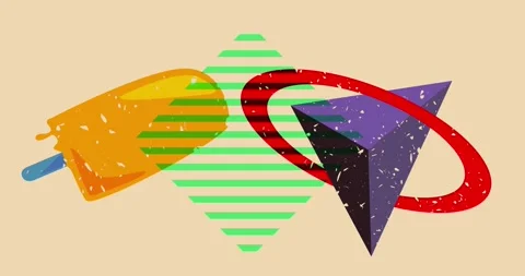Risograph ice cream with geometric elements video Stock Footage 267350251