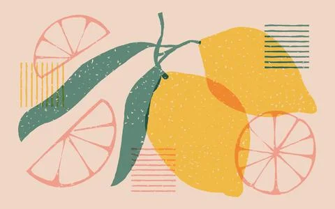 Risograph illustation with two lemons Stock Illustration