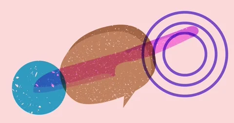 Risograph Knife and speech bubble with geometric elements Stock Footage 324938845