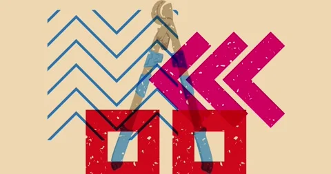 Risograph Large Cable Cutter and speech bubble with geometric elements Stock Footage 268945360